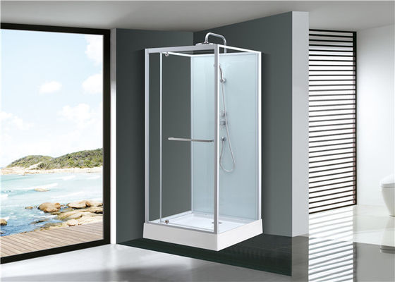 Cửa Pivot thời trang ， Quầy tắm ở góc, Cabin tắm vuông với khay acrylic màu xám