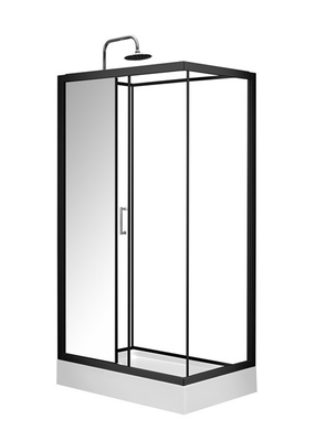 Phòng tắm hình vuông Buồng tắm màu đen Acrylic ABS Khay màu đen Sơn 120 * 80 * 225cm