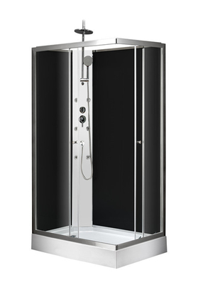 Phòng tắm hình vuông Buồng tắm màu đen Acrylic ABS Khay chrome sơn 120 * 80 * 225cm